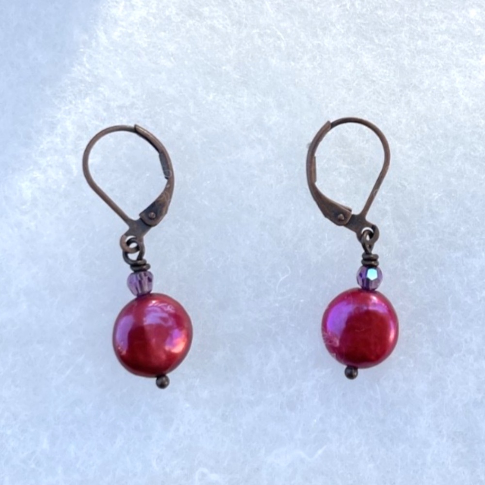 Red Pearl Earrings